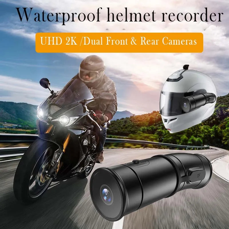 2K Helmet Camera WiFi Dual UHD 2K Wearable Bike Bicycle Action Cam Waterproof for Motorcycle DVR Dash Cam Vlog Video Recorder Leedoar