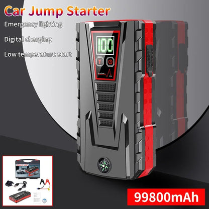 99800mAh Car Jump Starter Device 12v Strong Portable Power Bank Automotive Battery Charger System Start Operating Auto Booster Leedoar