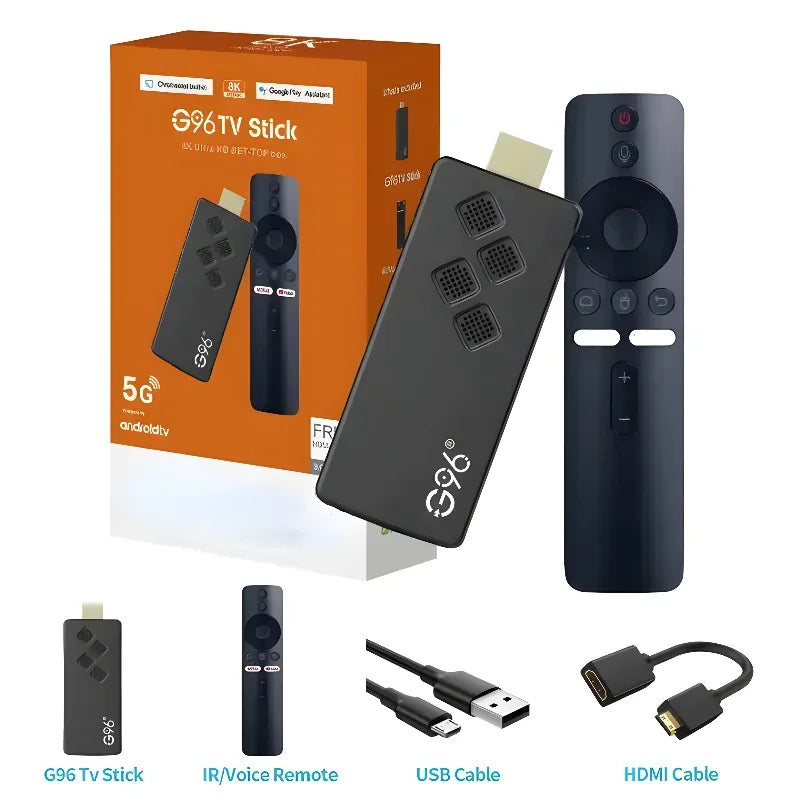 TV Stick G96 H313 con 2 GB de RAM y 16 GB de ROM, 4K, Android 10, Wifi dual, IPTV, ATV UI, Fire Sticks, control remoto por voz de Alexa, TV Box 4K Smart Box 