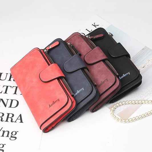 2023 Women's Fashion Card Holders Luxury Zipper Long Buckle Zero Wallet Multi Color Cell Phone Bag Handheld Purse Money Wallets Leedoar