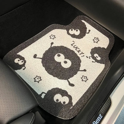 Car Floor Mats Universal Short Plush Cartoon Dust Elf Anti-dirty Anti-slip Protective Interior Car Foot Mat Carpet Pad Supplies Leedoar