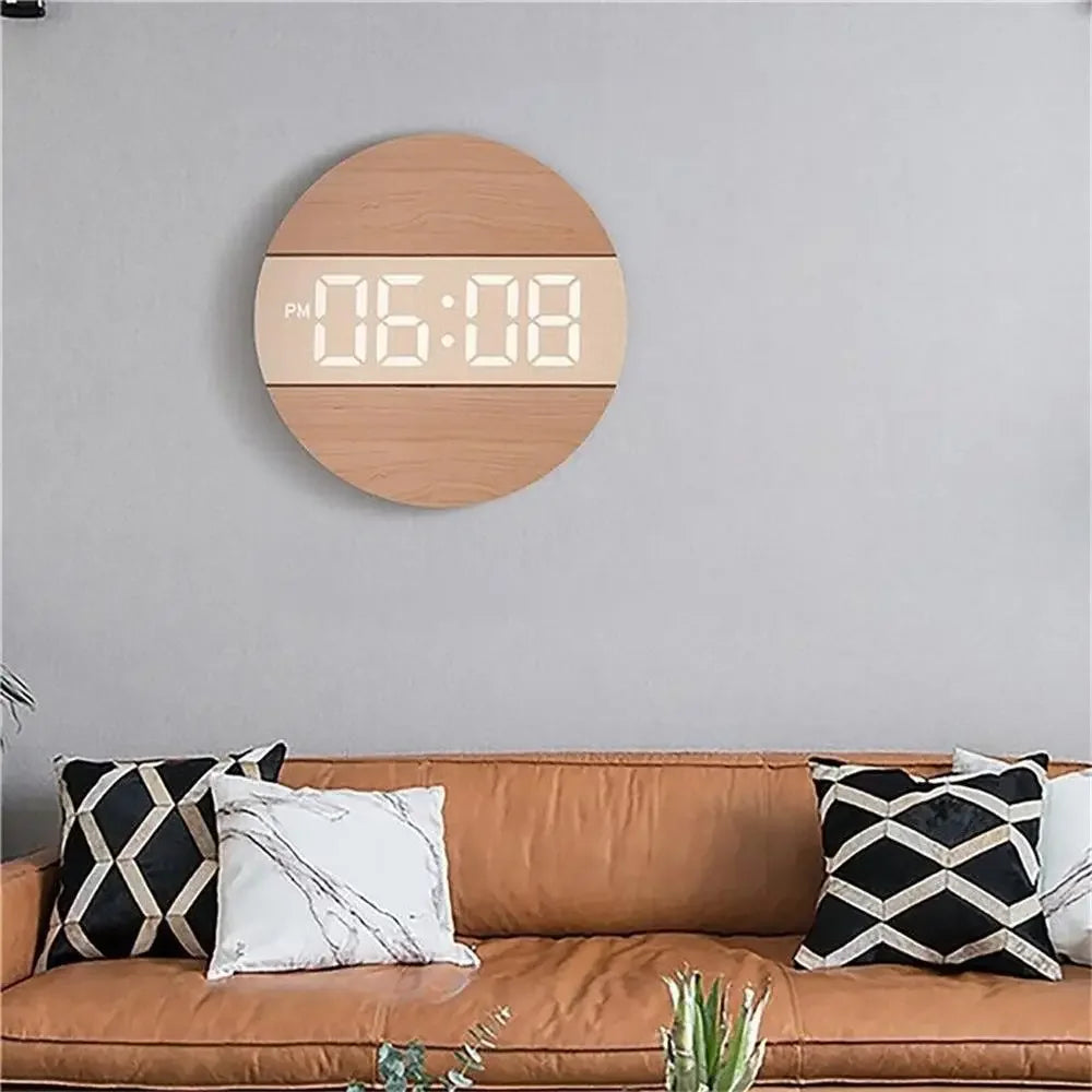 LED Digital Wall Clock Creative Temperature Date Time Display Silent Living Room Home Bedroom Nordic Style Fashion Wall Clock Leedoar