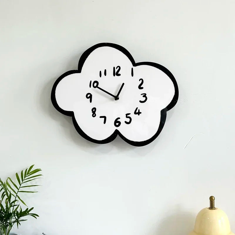 Cartoon Cloud Lamb Shaped Silent Wall Clock Living Room Children's Bedroom Home Decoration Products Modern And Minimalist Clock Leedoar