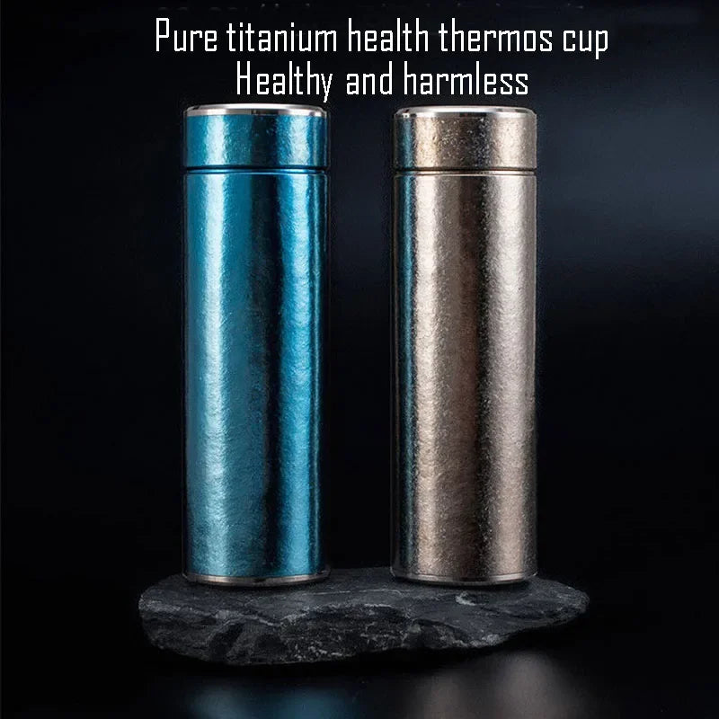 470ML Pure Titanium THERMOS CUP Dupla camada Vácuo Masculino Negócios Presente Home Office Carro Ao Ar Livre Portátil High-end GARRAFA DE ÁGUA 