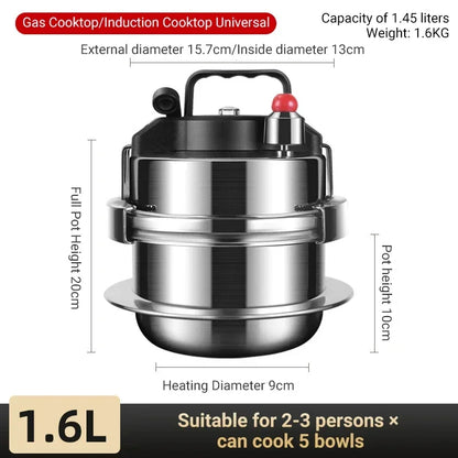 Olla arrocera portátil de acero inoxidable 304 para exteriores, pequeña olla a presión de 1,6 l y 2 l, herramienta de cocina para cocinar rápidamente