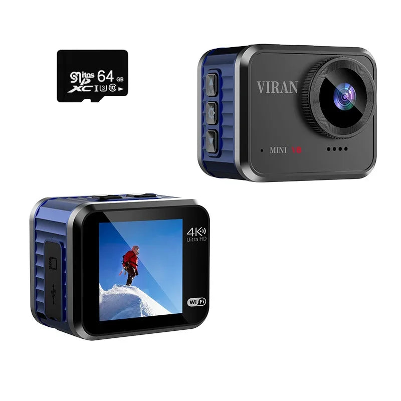 4K 60FPS Wifi HD Portable Mini Action Camera Remote View 1.54 Inch Screen 160° Wide Angle Sports Video Recorder lP68 Waterproof Leedoar