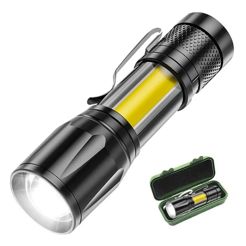 Aluminum Alloy Telescopic Pen Clip Flashlight 513 Mini Zoom Cob Side Light Gift Usb Charging Bright Portable LED Leedoar