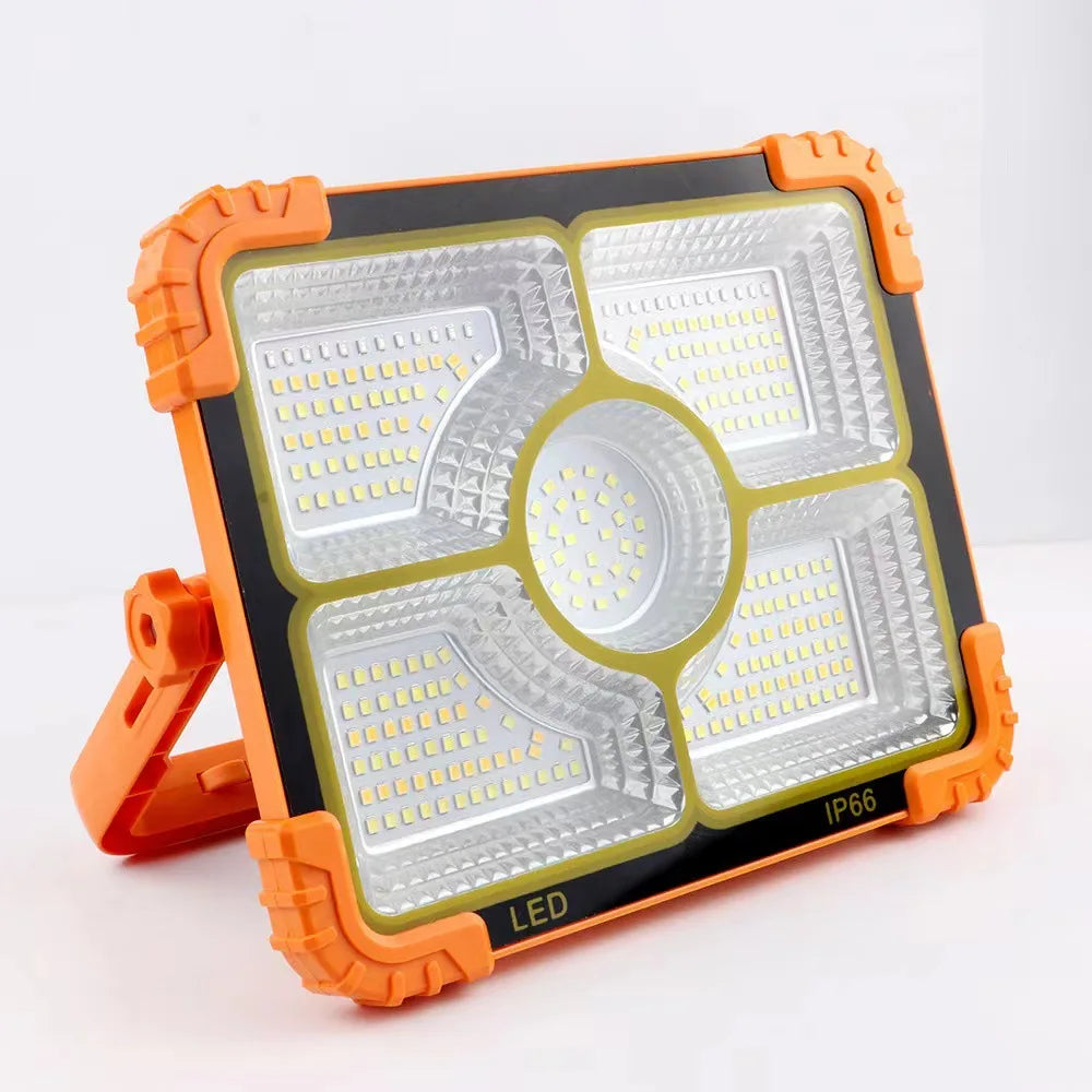 Foco reflector inteligente para estadios de 40 W/60 W/100 W, luz de trabajo para exteriores recargable con superbrillo, luz de inundación LED solar, luz LED para exteriores