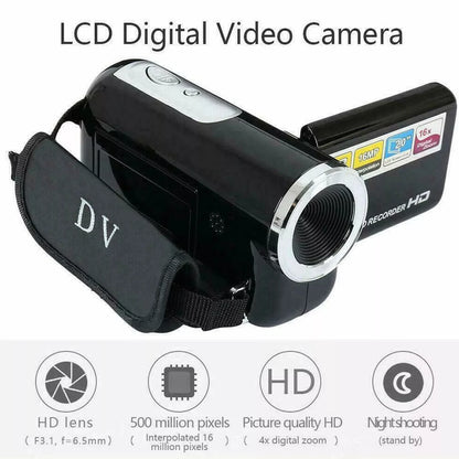 16MP HD Digital Camera 1080P Full HD Digital Video Camcorder 270 degree Rotation Screen 16X Night Vision Zoom Shooting Cam Leedoar