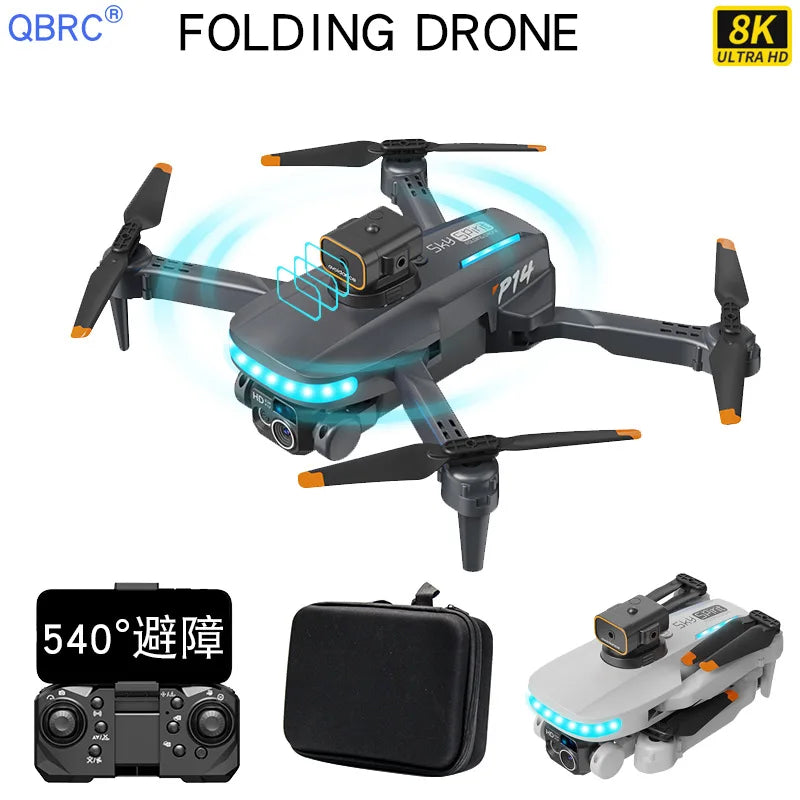 2024 Novo P14 8K Pro Mini RC 4K Drone Com Câmera HD Evitar Resistência Posicionamento de Fluxo Óptico GPS Drone Sem Escova Brinquedo Presente 