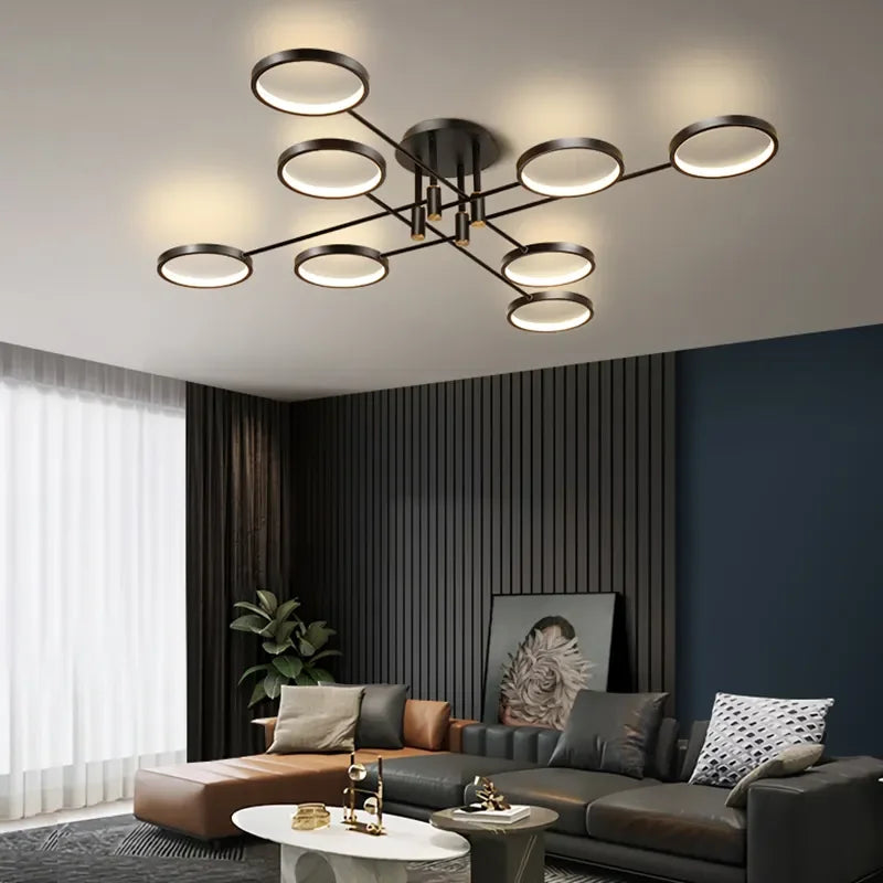 Lustre nórdico pós-moderno de luxo para sala de estar, decoração criativa de luz molecular, iluminação LED para sala de estar e quarto 