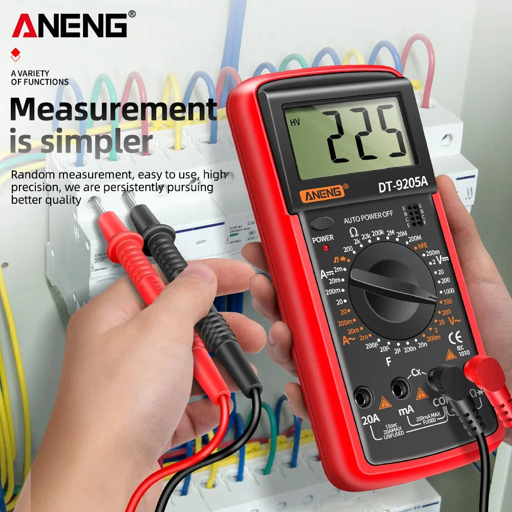 ANENG DT9205A Digital Multimeter AC/DC Transistor Tester Electrical NCV Test Meter Profesional Analog Auto Range Multimetro Leedoar