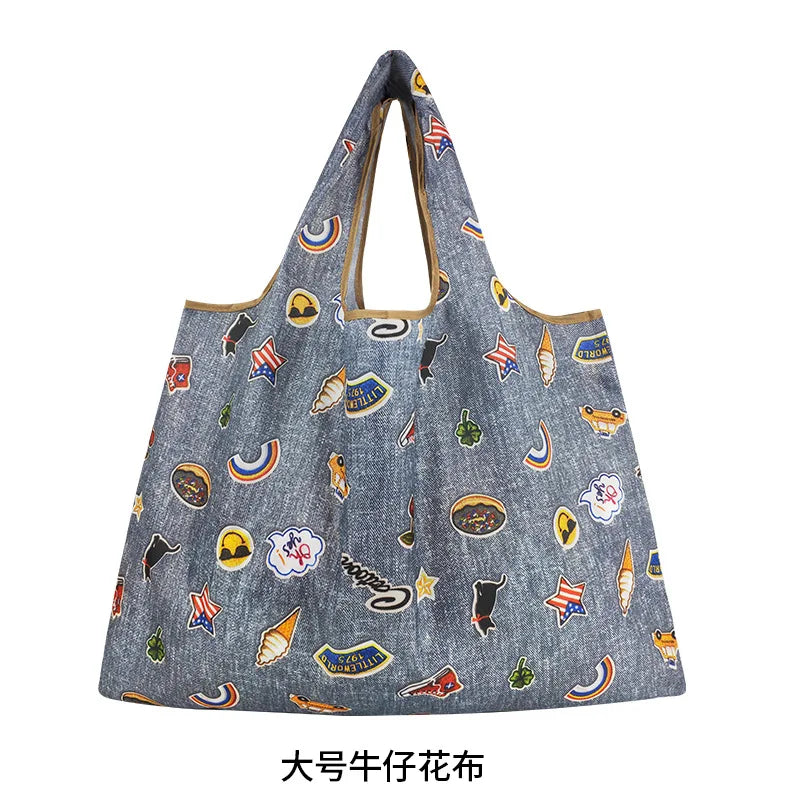 Big Reusable Grocery Bags Large-Capacity Shopping Bags Women's Bags High-Quality Waterproof Handbags Washable Tote Solid Colors Leedoar