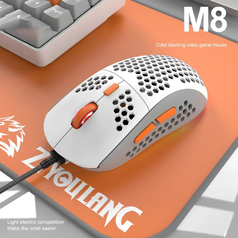 M8 RGB Gaming Wired Mouse Gamer 6400 DPI Leve Colorido RGB Luminoso Pc Gamer Office Mouse Teclado Para PC Laptop Gaming 