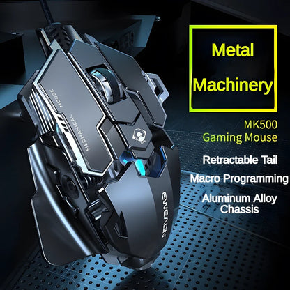 Novo mouse mecânico com fio para jogos, 9 teclas, definição de macro, 12.800 DPI, retroiluminado, para jogos, periférico de computador para PC com Windows 