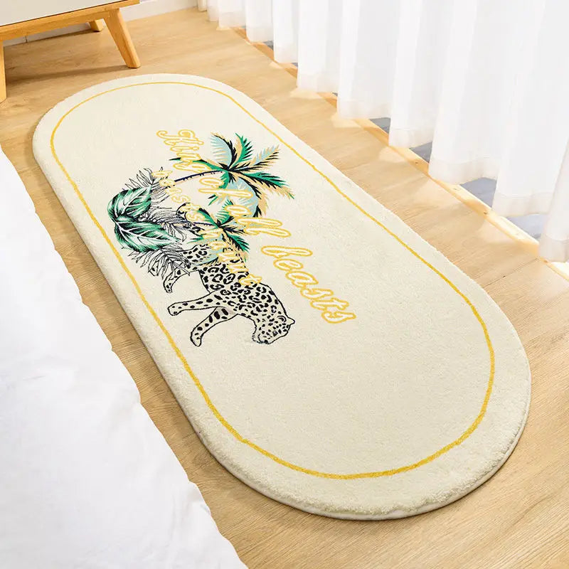 Fluffy Soft Bedside Rugs Nordic Flowers Carpet for Kids Room Bedroom Bathroom Living Room Non-Slip Home Decor Long Floor Mat Leedoar