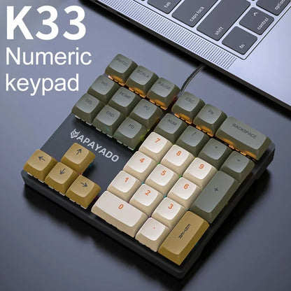 Wired Mechanical 33-Key Numeric Keypad with Multi-Color Lights Shaft Suitable for Finance, Business Keypad Laptop Keyboard