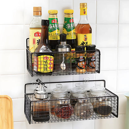 Bathroom Organiser Multifunctional Toiletries Organiser No-Punch Bathroom Shelf Bathroom Kitchen Wall Mount Storage Rack Leedoar