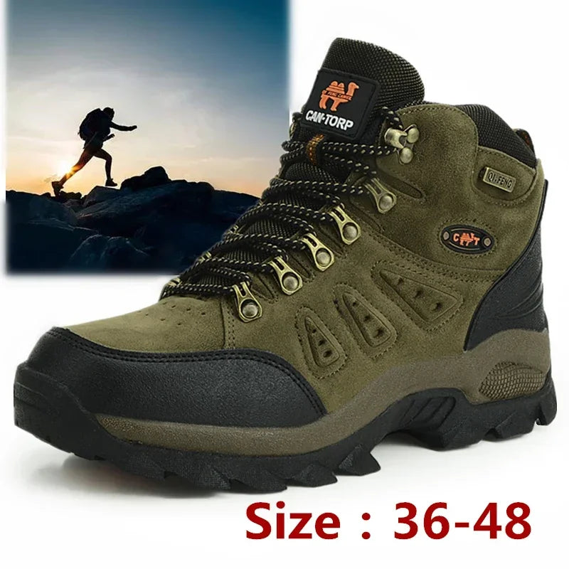 Large Size 48 Hiking Boots Men Summer Winter Outdoor Warm Fur Non Slip Fashion Women Footwear Boys Outdoor Work Ankle Boot Fall Leedoar