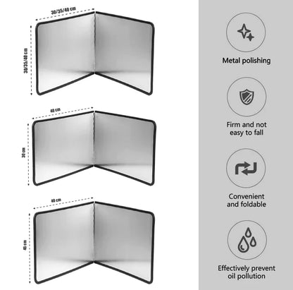 Kitchen Anti Oil Splatter Shield Guard Anti-Splash Block 2-Sided Stainless Steel Splatter Heat Insulation Oil Gas Stove Baffle Leedoar