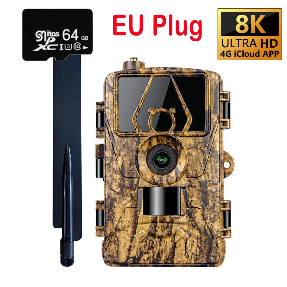 4G LTE Hunting Trail Camera 60MP 8K APP Control Night Vision Photo Trap Support SIM Card Cellular Camera Include TF Card Leedoar