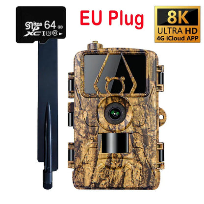 4G LTE Hunting Trail Camera 60MP 8K APP Control Night Vision Photo Trap Support SIM Card Cellular Camera Include TF Card Leedoar