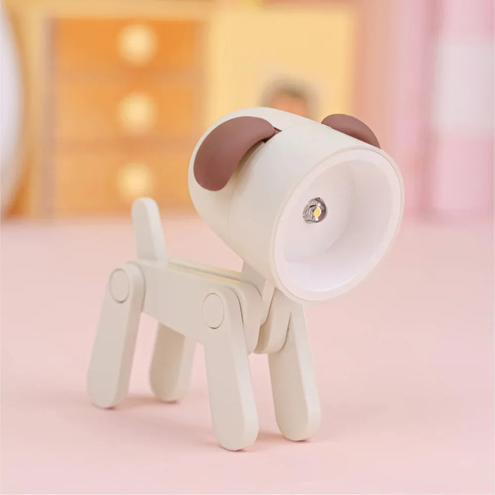 LED Mini Night Light Cute Dog Deer Foldable Desk Lamps Desktop Ornament Book Light Kids Room Bedside Bedroom Decor Holiday Gifts Leedoar