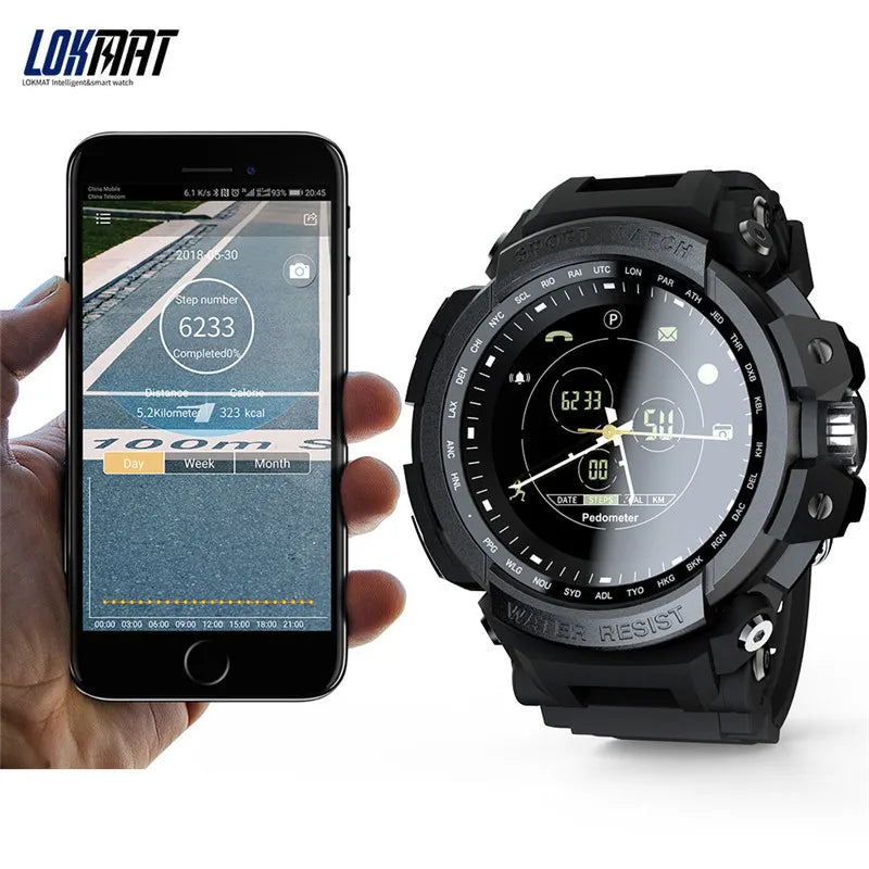 LOKMAT MK28 Sports Waterproof Electronic Watch Men Bluetooth Call Reminder Record Calorie Consumption Luminous Dial Display Leedoar