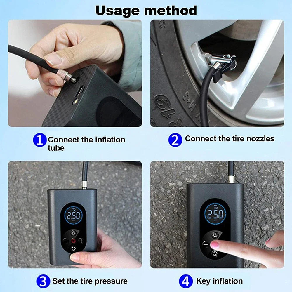 Car Air Compressor Mini Portable Wireless Digital Electric Inflator Pump Inflatable for Auto Motorcycle Bicycle Tire Tyre Balls Leedoar