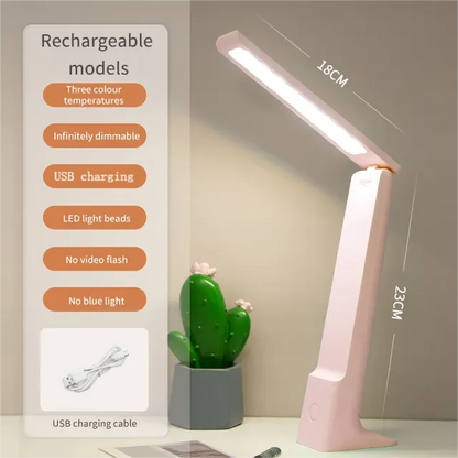 LED Folding Desk Lamp With Touch Dimming USB Rechargeable Bedroom Bedside Table Lamps For Study Reading Office Student Supply Leedoar