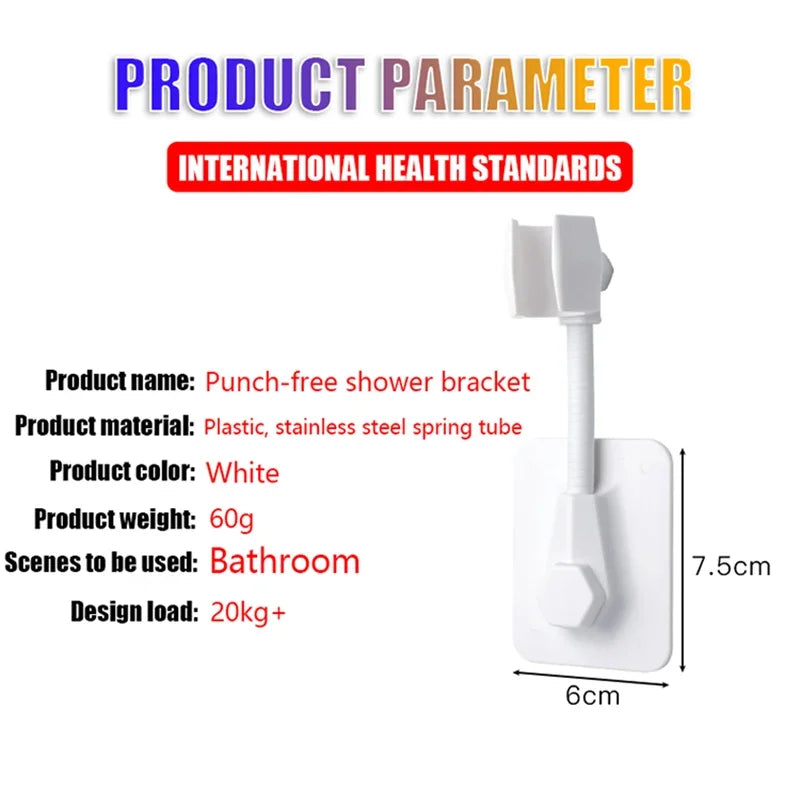 3pcs 360° Shower Head Holder Adjustable Bathroom Shower Bracket Bath Shower Rail Holder Bracket Head Strongly Stick To The Wall Leedoar