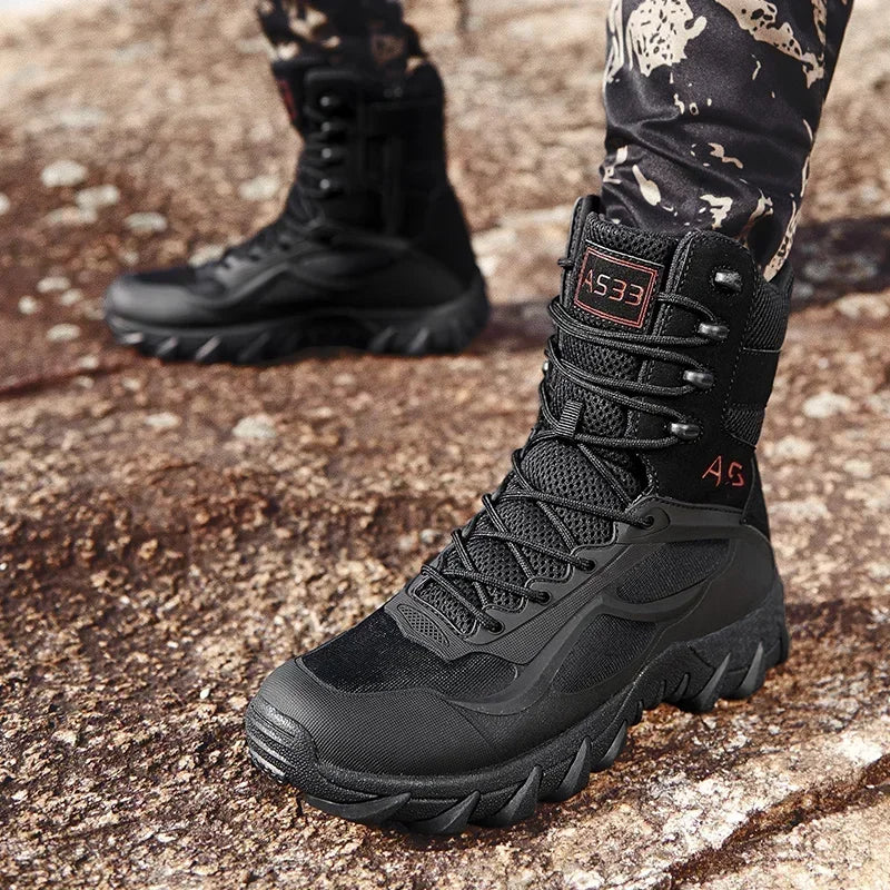 New Men High Quality Brand Military Leather Boots Special Force Tactical Desert Combat Men's Boots Outdoor Shoes Ankle Boots Leedoar