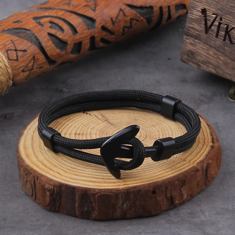 Kirykle Hot Sale Couple Bracelets Fashion Alloy Anchor Bracelets Bangles Braided Polyester Rope Bracelets For Women Men Gifts Leedoar