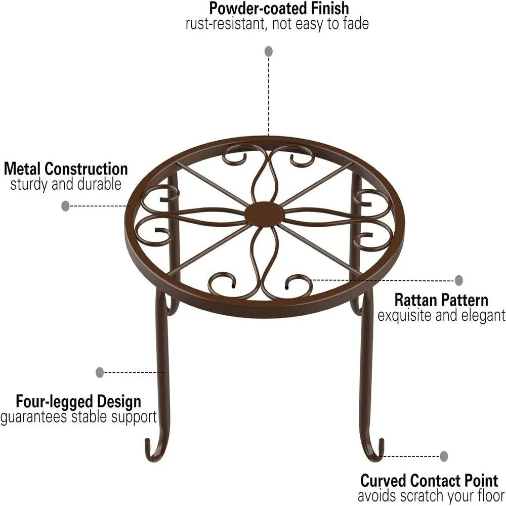 Metal Potted Plant Stands Duty Rustproof Iron Round Flower Pot Stands Indoor Outdoor Plant Holder Support Rack Plant Stand Rack Leedoar