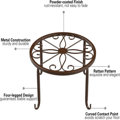 Metal Potted Plant Stands Duty Rustproof Iron Round Flower Pot Stands Indoor Outdoor Plant Holder Support Rack Plant Stand Rack Leedoar