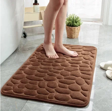 Anti Slip Carpet Pebble Relief Bathroom Floor Living Room Bedroom Carpet Shower Room Door Mat Bathroom Absorbent Floor Mat Leedoar