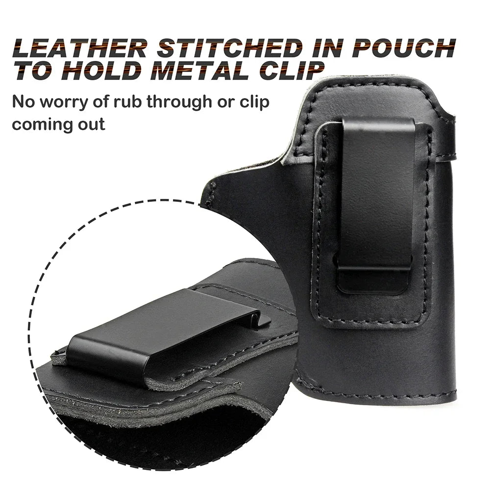 Left RIGHT Tactical Leather Holster for Concealed Carry Airsoft IWB Gun Holsters for Glock 17 19 43X/ Sig P365 9mm for Hunting Leedoar