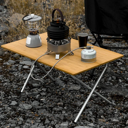 Bamboo Folding Table Outdoor Camping Portable Picnic Folding Desk Aluminium Alloy Foldable Table Easy Storage Dining Table Leedoar