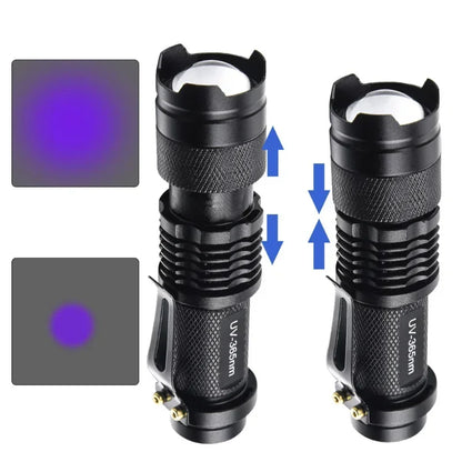 LED Ultraviolet Torch UV Flashlight Zoomable Mini Ultra Violet Lights 395/365nm Inspection Lamp Pet Urine Stain Detector Tools Leedoar