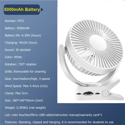 10000mAh Battery Home Appliances Electric Table Fan