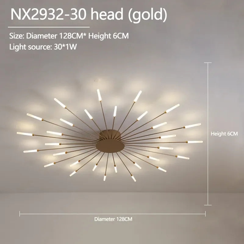 Lustre de teto moderno com design de fogos de artifício, luminária pendente para decoração de sala de estar, quarto e casa 