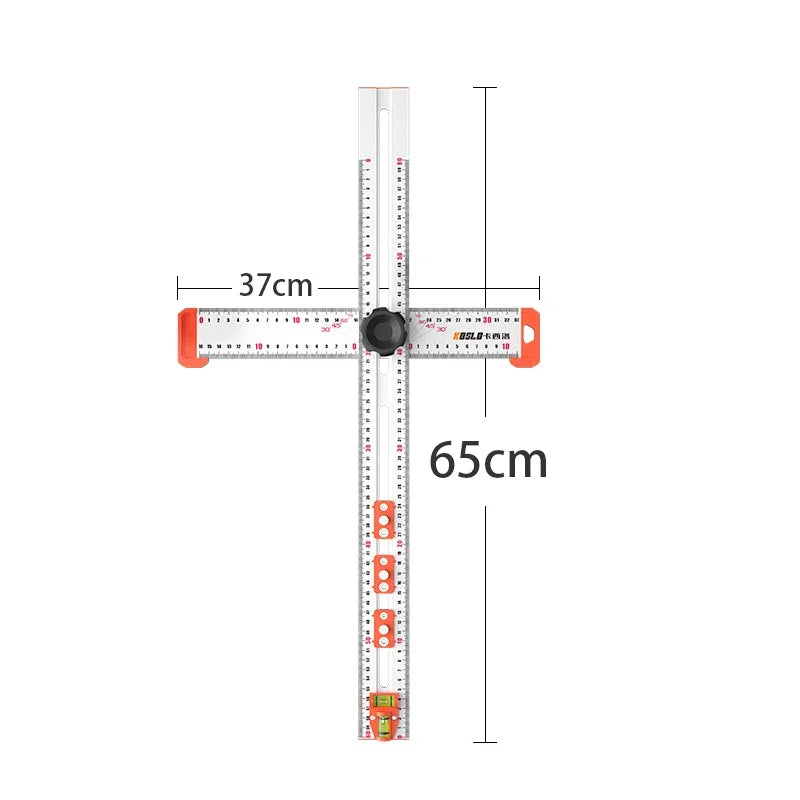 Régua de ângulo de alta precisão de 60 cm, medidor de marcação de desenho de escriba de marcenaria, régua tipo T de corte cruzado, ferramentas de medição 