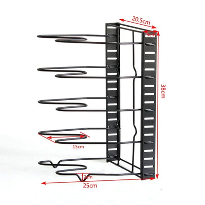 5/8th Floor Kitchen Storage Rack Adjustable Metal Rack Cabinet Tableware Sorting Cabinet Pot Cover Storage Utensils Storage Leedoar