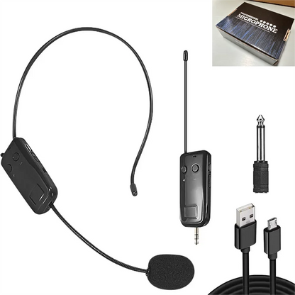 2.4G Head-mounted Wireless Lavalier Microphone Set Transmitter with Receiver for Amplifier Voice Speaker Teaching Tour Guide Leedoar