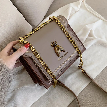 Bolsa de mão feminina de marca de luxo 2023 nova bolsa de ombro feminina retrô abelha simples de couro de alta qualidade designer bolsas crossbody 