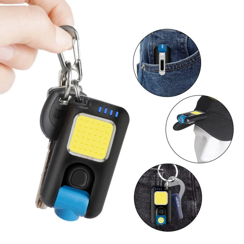 New Keychain Light Outdoor Home Portable USB Charging Multi-Function Cap Clip Light Waterproof Highlight Cob Work Light Leedoar