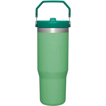 Vaso con pajita de 30 oz/887 ml, termo de acero inoxidable con tapa de pajita, taza para coche, asa de vacío, sello aislante 