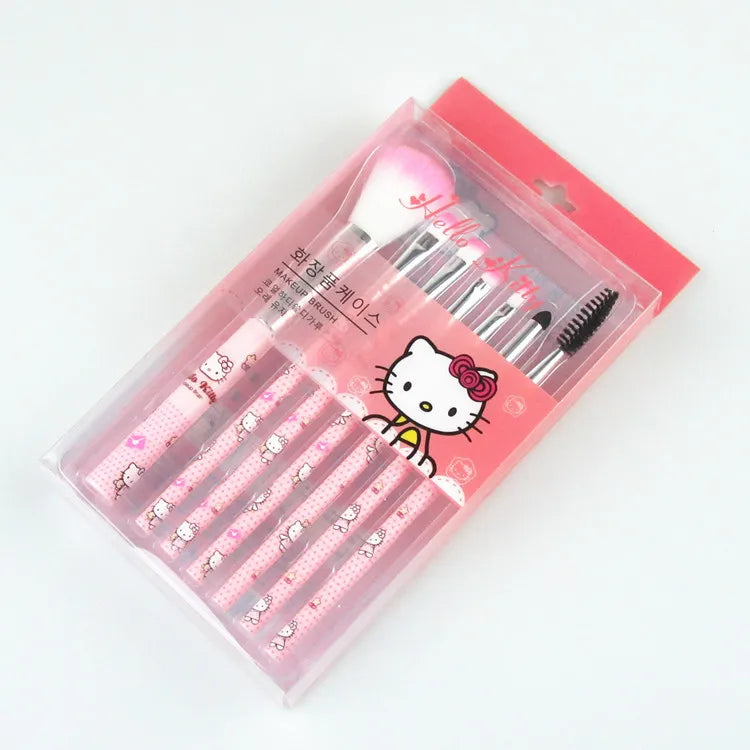 Atacado Sanrio Anime Beauty Brush Set Hello Kitty Makeup Tools 7 peças Iniciante Blush Sobrancelha Lábio Sombra Pincel Ferramentas de beleza 