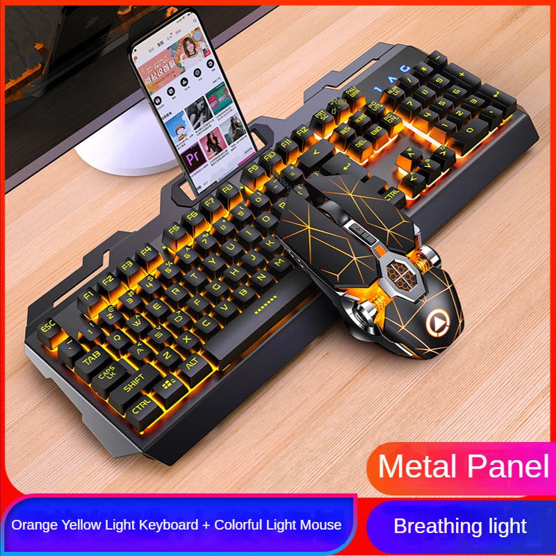 GX2 Wired Combo 104 teclas LED Light Keyboard e Mouse mutáveis ​​à prova d'água RGB Backlit Keyboard Mouse Set para desktop laptop 