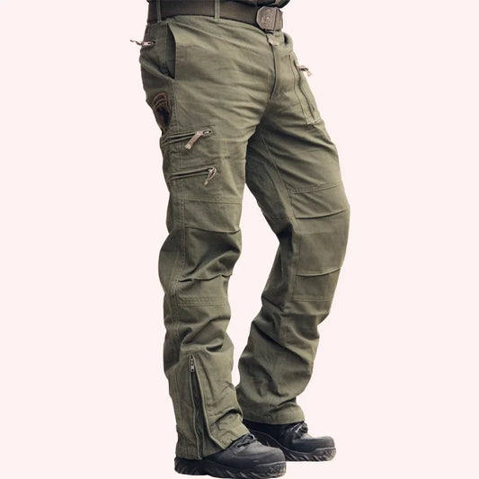 Pantalones cargo para hombre, estilo militar, tácticos, de camuflaje, de algodón, de talla grande, con muchos bolsillos, color negro 